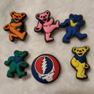 6 Grateful Dead Steal Your Face Dancing Bears Crocs‎ Jibbitz Shoe Charms